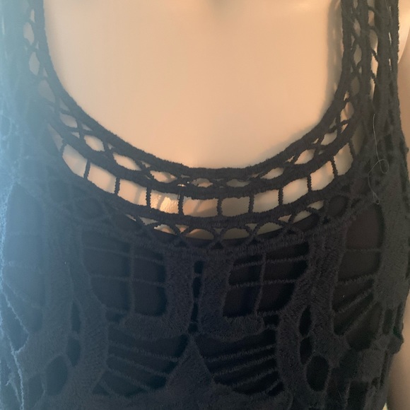 INC Black Fringe Crochet Top - Picture 3 of 7